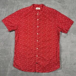 Taylor Stitch Red Floral Bandit Shirt Band Collar Mens 42 Indie Western Casual